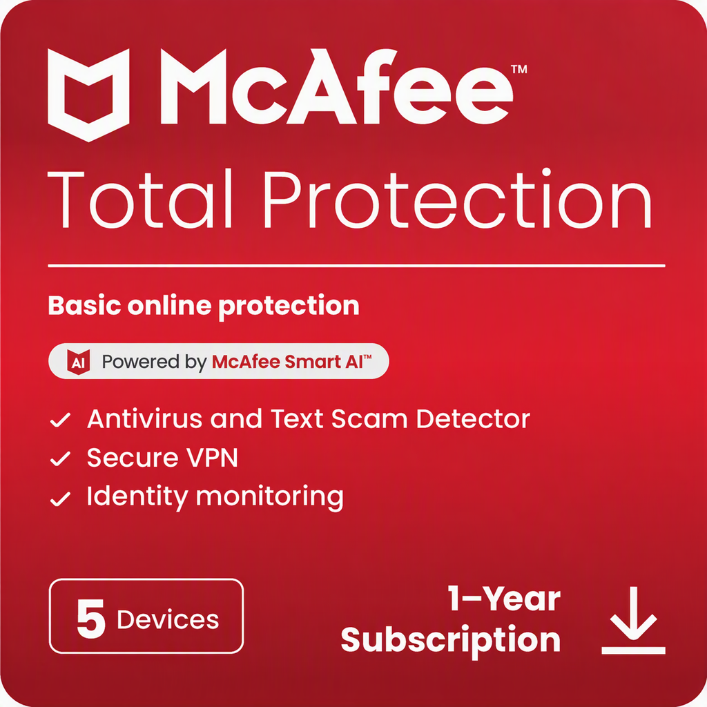 McAfee - License - 5 devices - Electronic
Marca: McAfee | No. de parte: MTP0ALIX5RAPD
Electrónico | 5 dispositivos | Licencia | Android | Windows